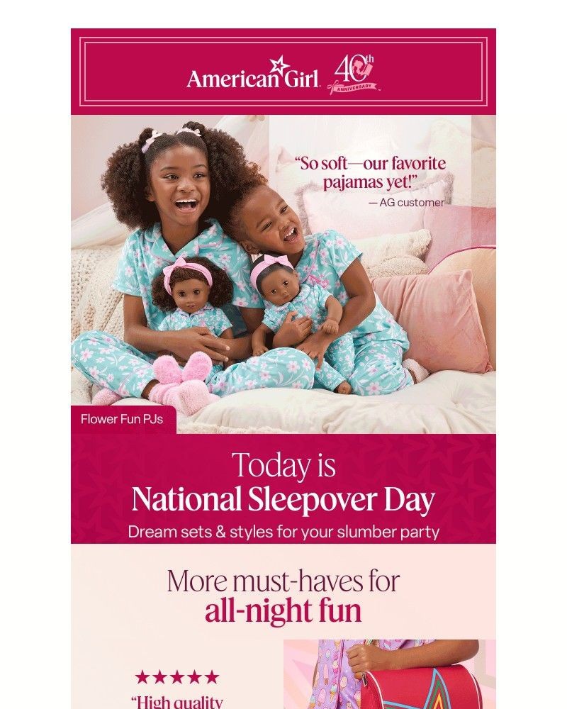 Screenshot of email sent to a American Girl Newsletter subscriber
