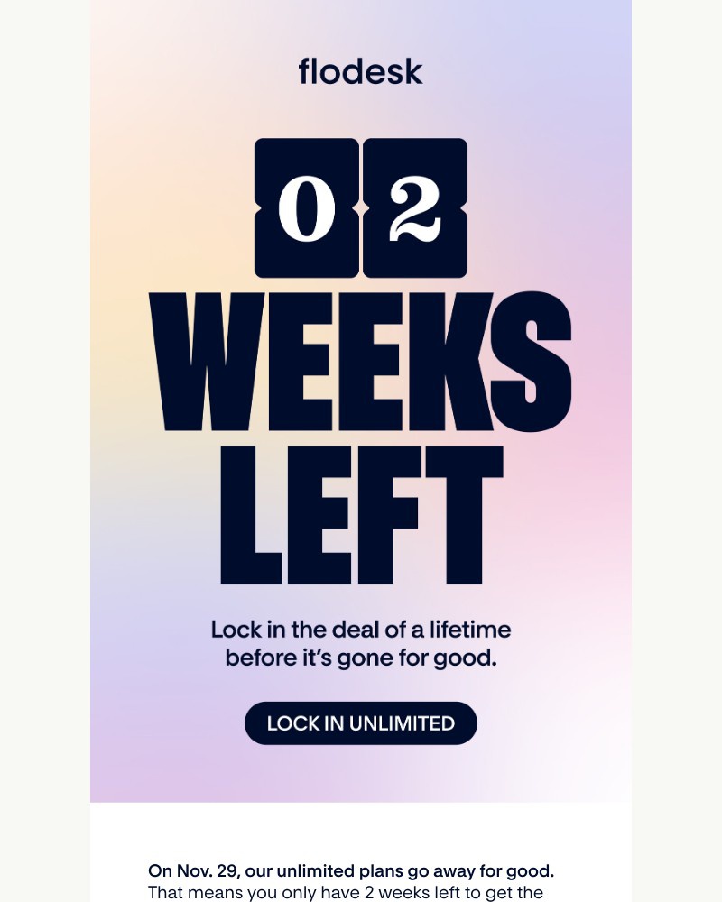 Screenshot of email sent to a Flodesk Trial user