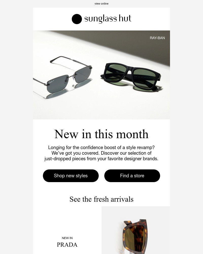 Screenshot of email sent to a Sunglass Hut Newsletter subscriber