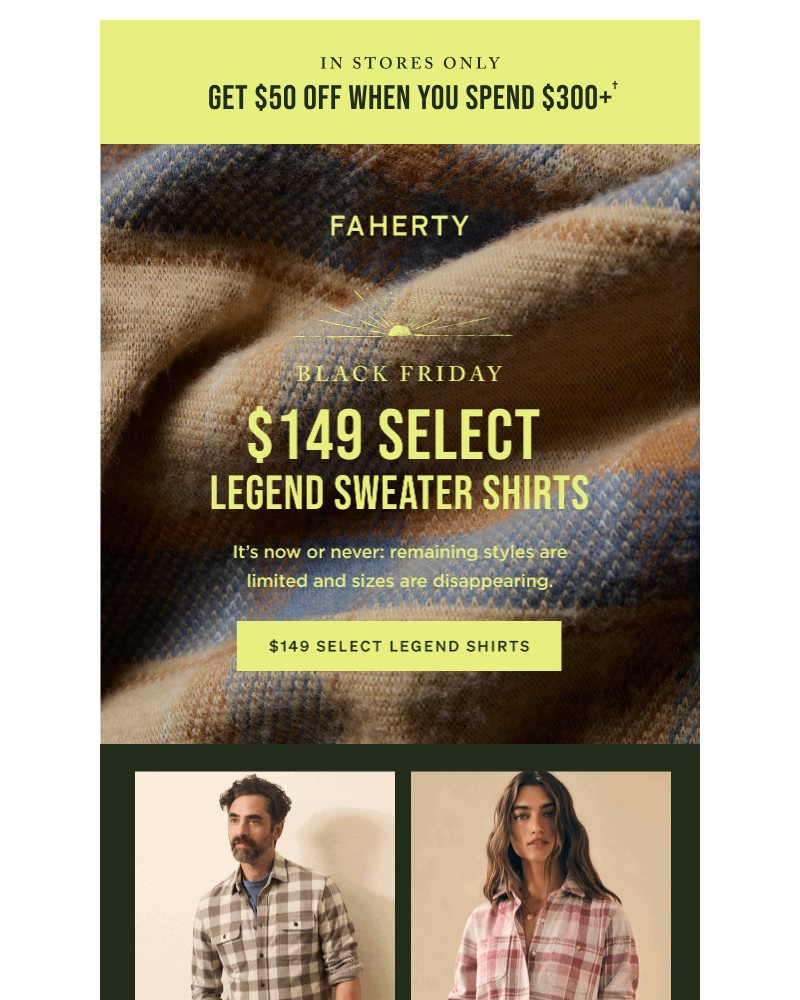 Screenshot of email sent to a Faherty Brand Newsletter subscriber