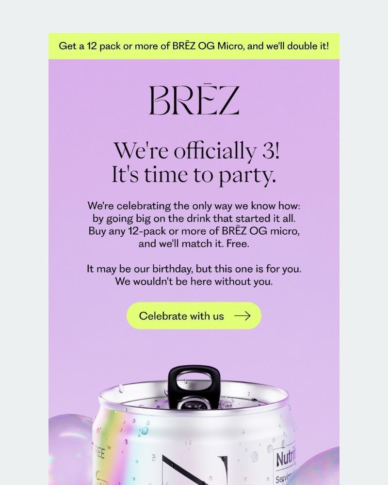 Screenshot of email sent to a Brez Newsletter subscriber