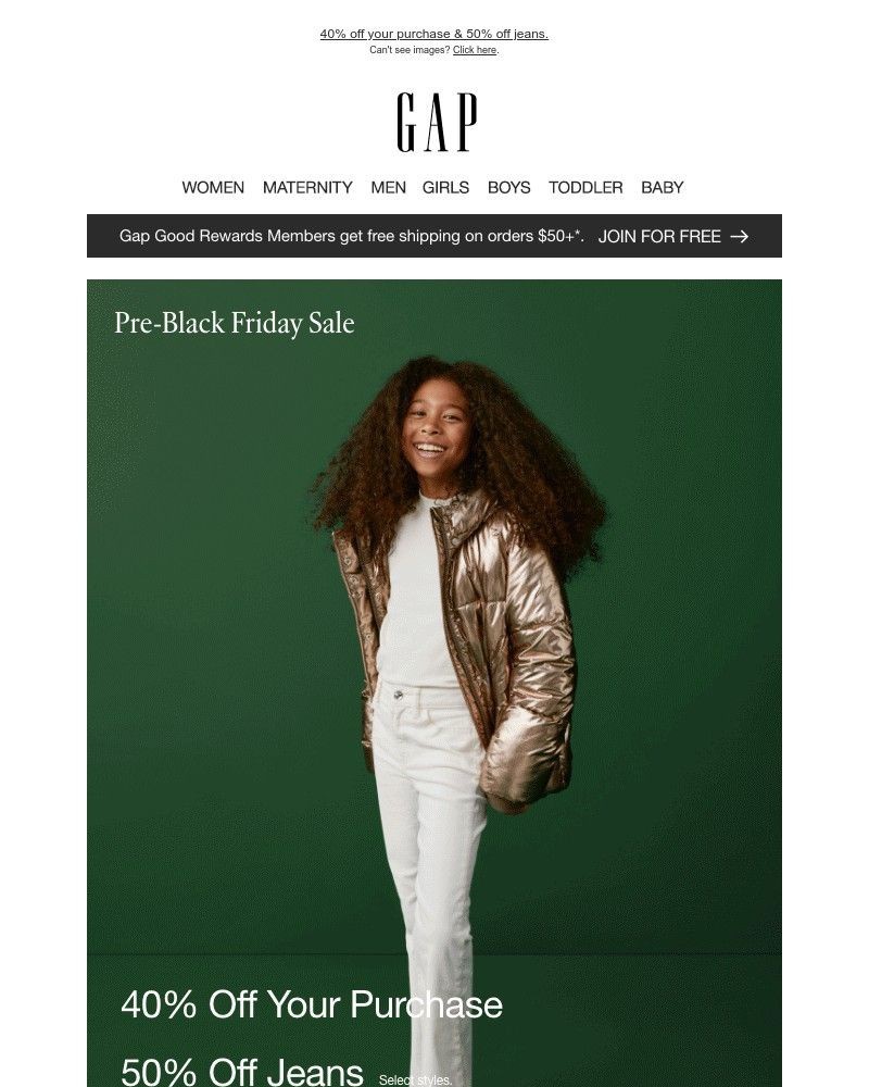 Screenshot of email with subject /media/emails/its-our-pre-black-friday-sale-40-off-your-purchase-609cb0-cropped-3cb71c84.jpg