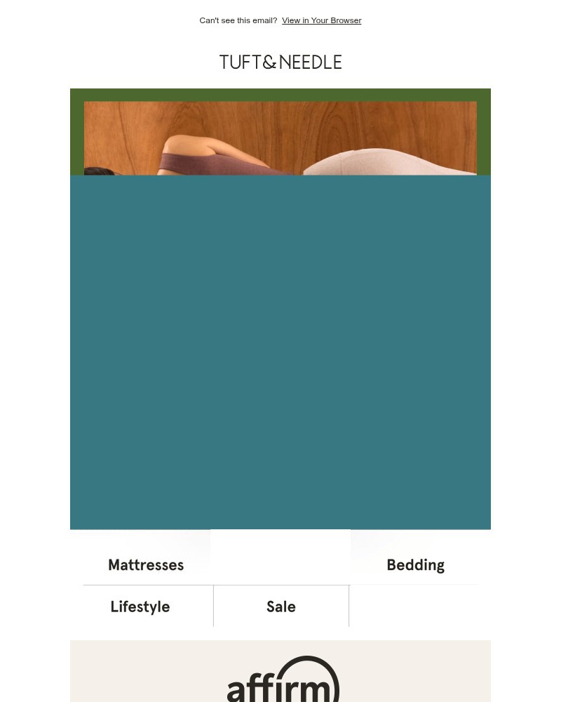 Screenshot of email sent to a Tuft & Needle Newsletter subscriber