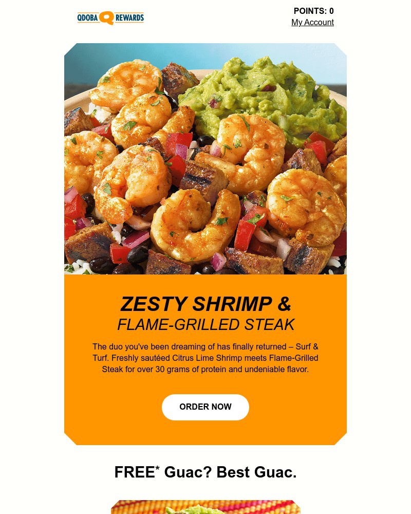 Screenshot of email sent to a Qdoba Registered user