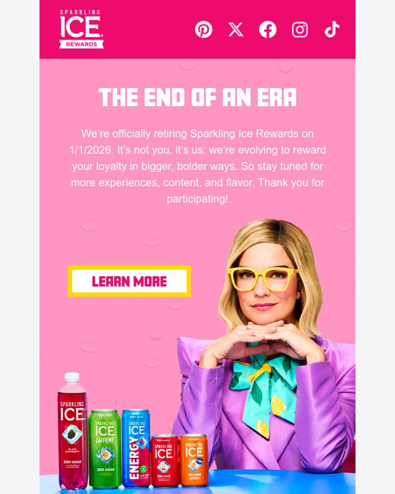 Screenshot of email sent to a Sparkling Ice Registered user