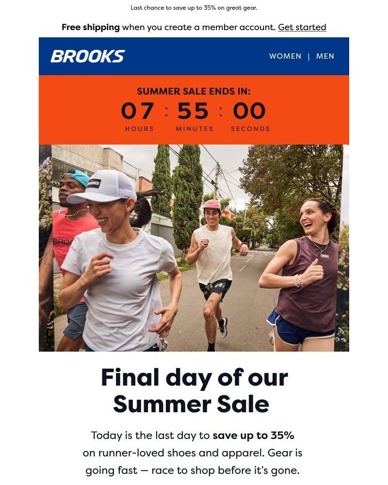 Screenshot of email sent to a Brooks Newsletter subscriber