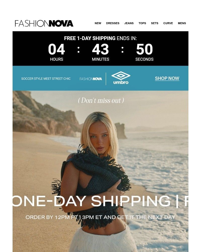 Screenshot of email sent to a Fashion Nova Registered user