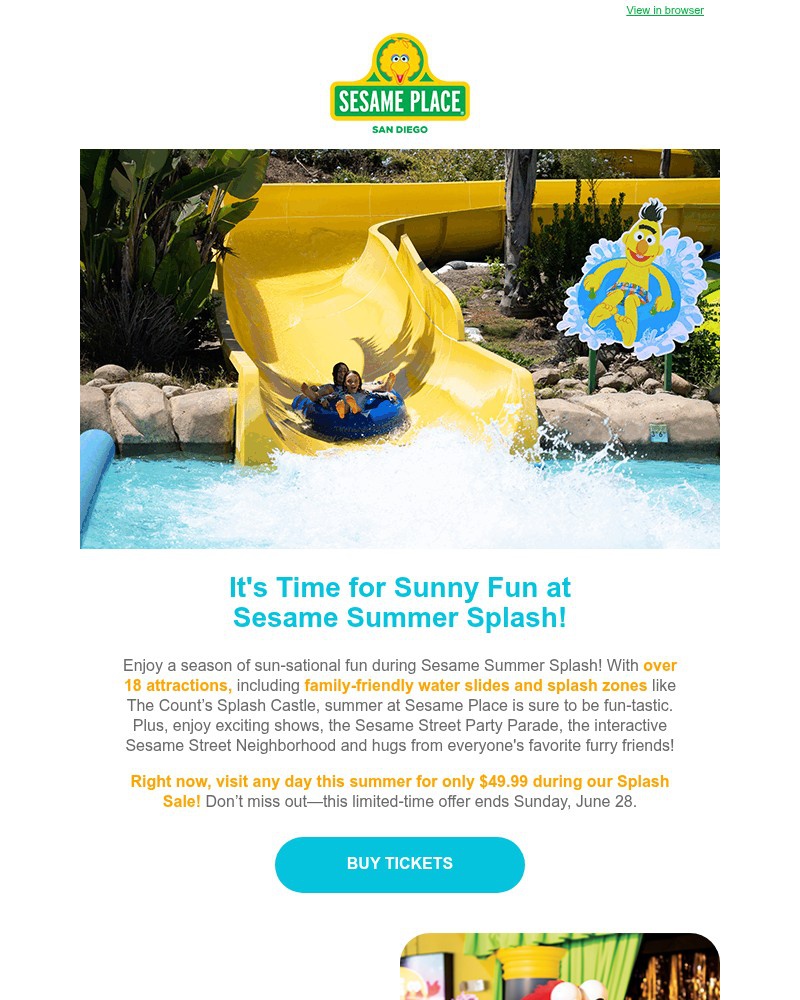 Screenshot of email sent to a Sea World Newsletter subscriber