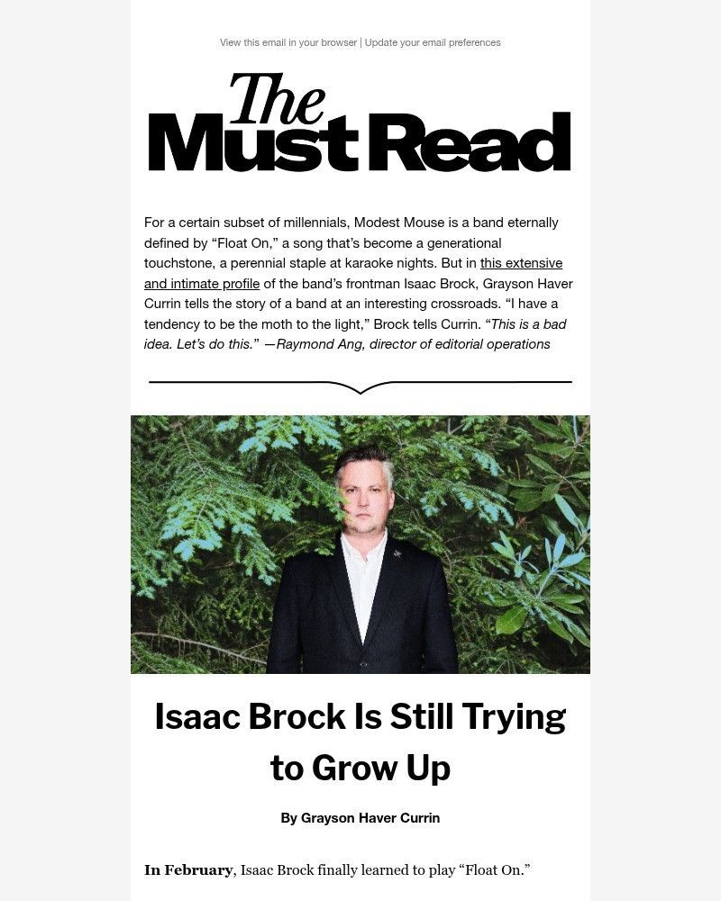Screenshot of email sent to a GQ Newsletter subscriber