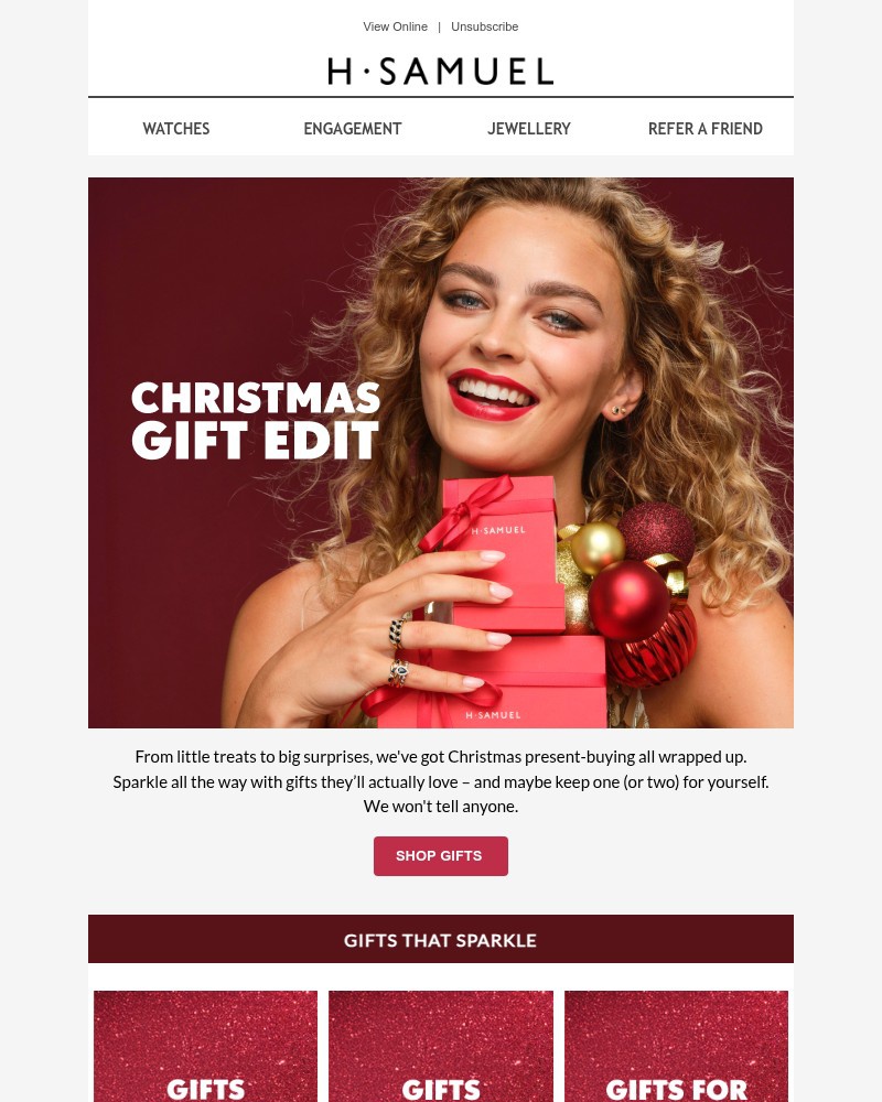 Screenshot of email sent to a H.Samuel Newsletter subscriber