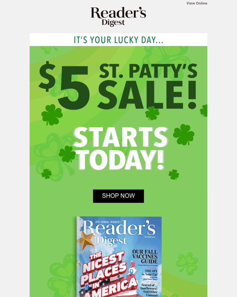 Screenshot of email sent to a Reader’s Digest Newsletter subscriber