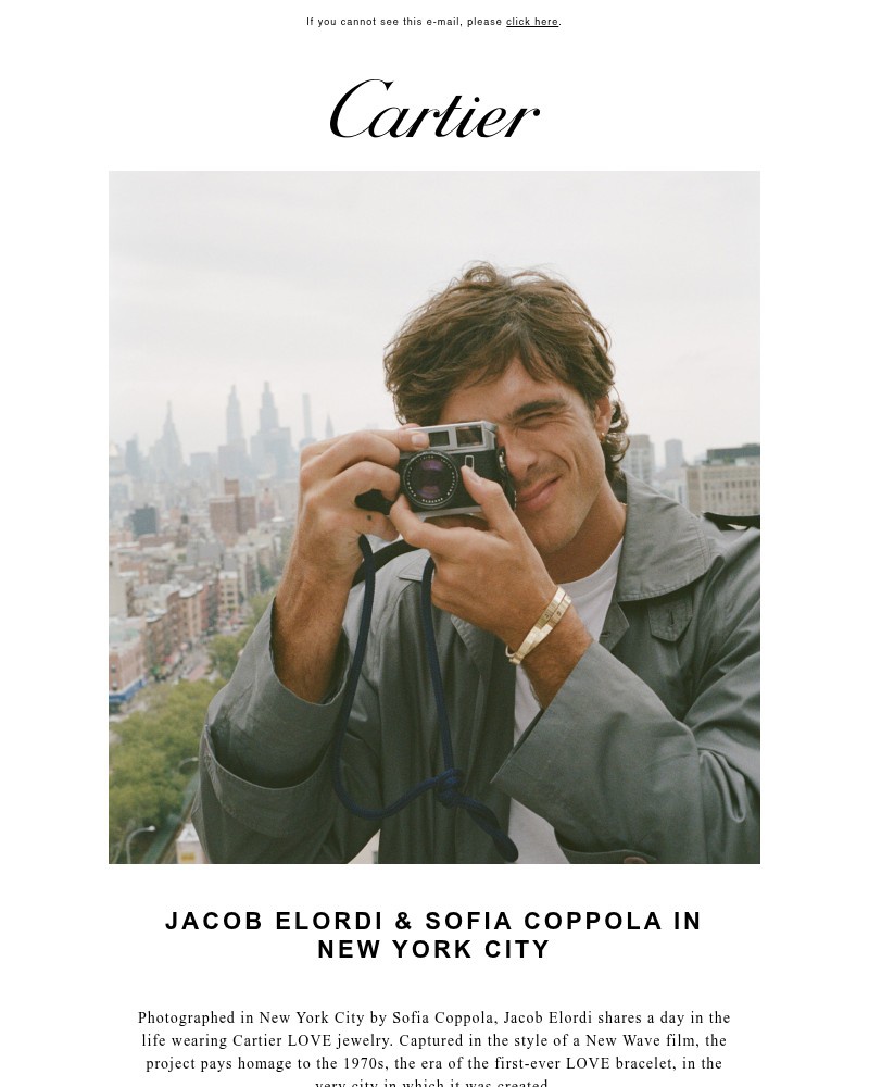 Screenshot of email sent to a Cartier Newsletter subscriber