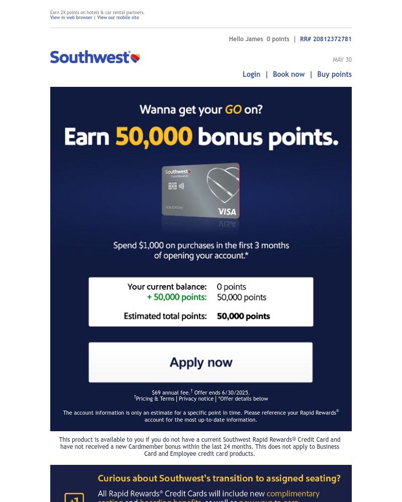 Screenshot of email with subject /media/emails/james-earn-50000-bonus-points-and-1st-checked-is-free-c0062b-cropped-f86ac3cb.jpg