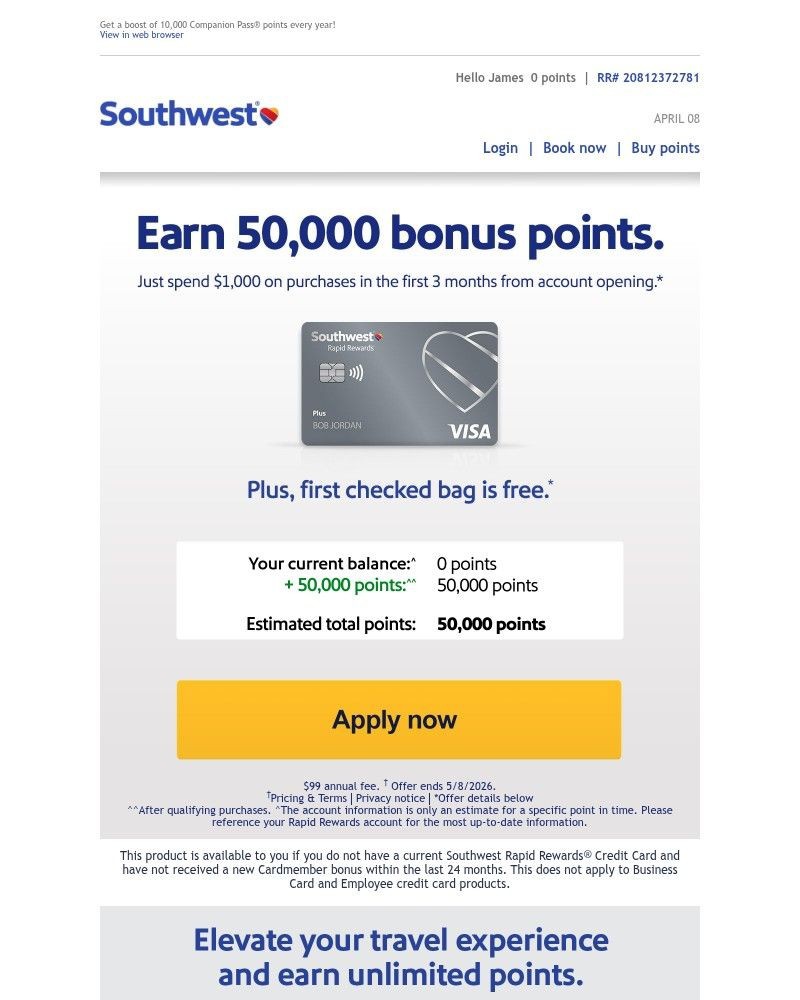 Screenshot of email with subject /media/emails/james-earn-50000-points-first-checked-bag-free-c6adb3-cropped-e291bedb.jpg