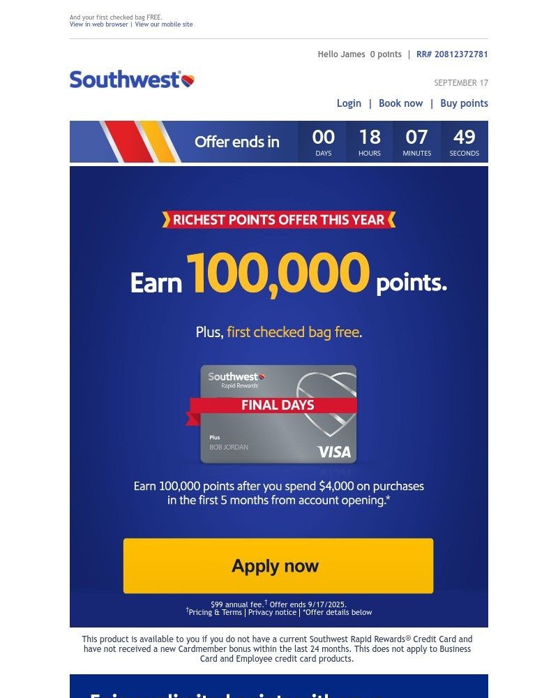 Screenshot of email with subject /media/emails/james-final-day-to-earn-100000-points-plus-new-benefits-a3e94c-cropped-5d63d2b7.jpg