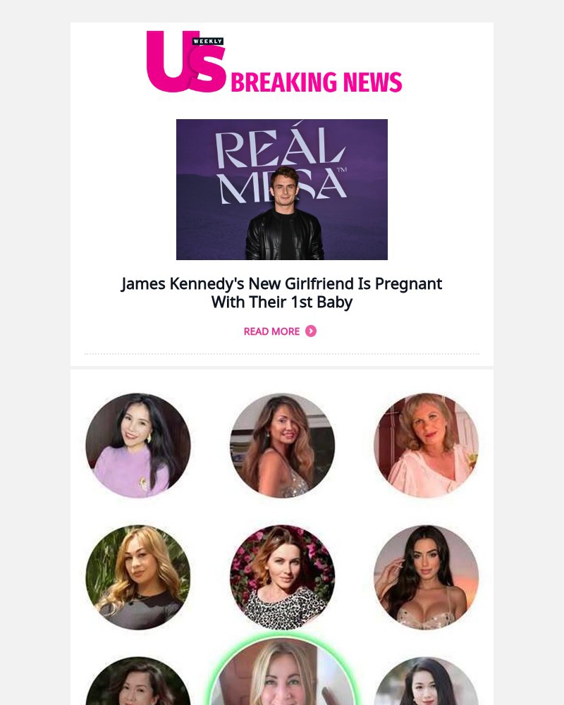 Screenshot of email sent to a Us Weekly Newsletter subscriber