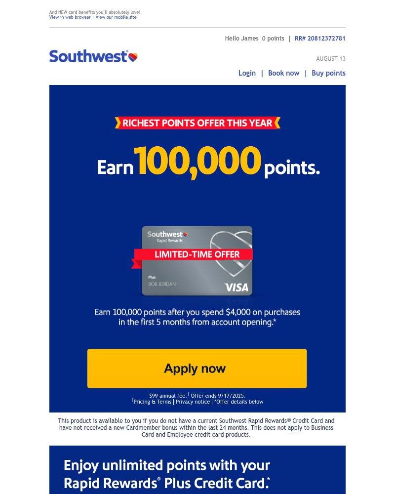Screenshot of email with subject /media/emails/james-limited-time-offer-earn-100000-points-and-first-checked-bag-free-cad38d-cro_K7xiOfa.jpg