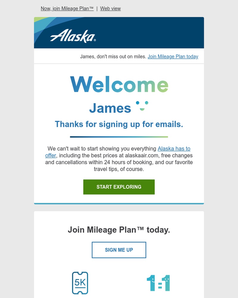 Screenshot of email sent to a Alaska Air Newsletter subscriber