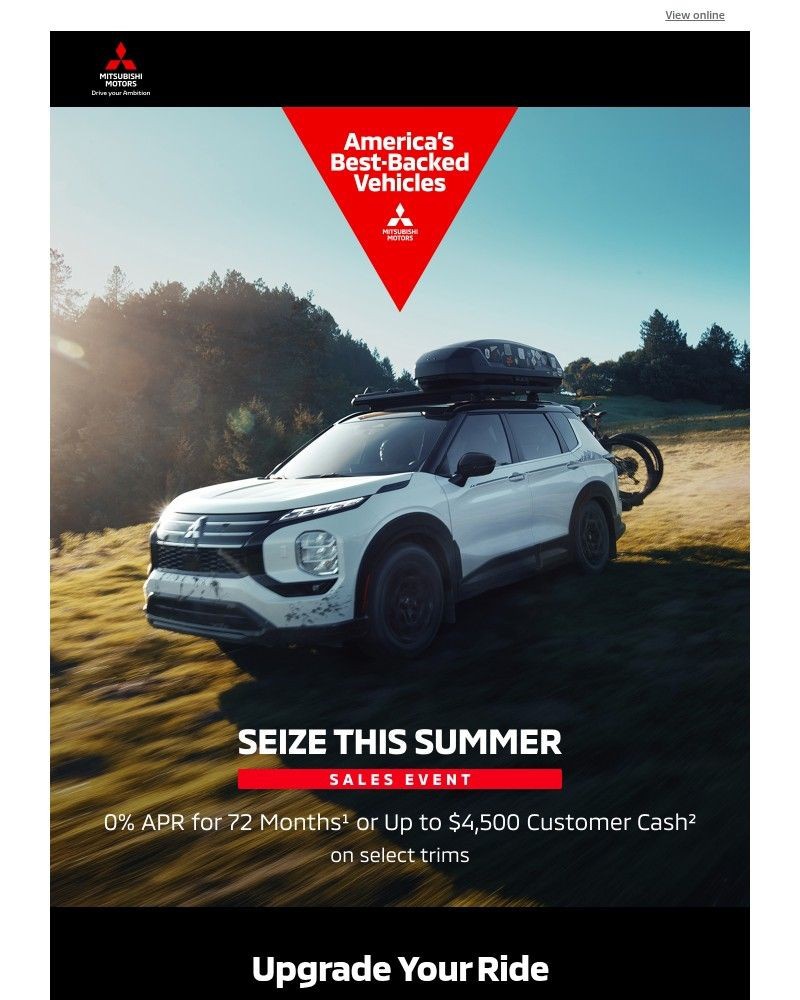 Screenshot of email sent to a Mitsubishi cars Newsletter subscriber