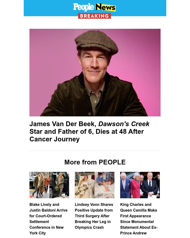 Screenshot of email sent to a People Newsletter subscriber