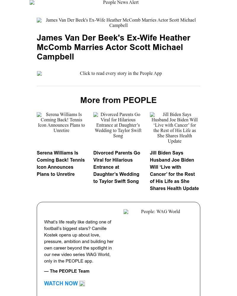 Screenshot of email sent to a People Newsletter subscriber