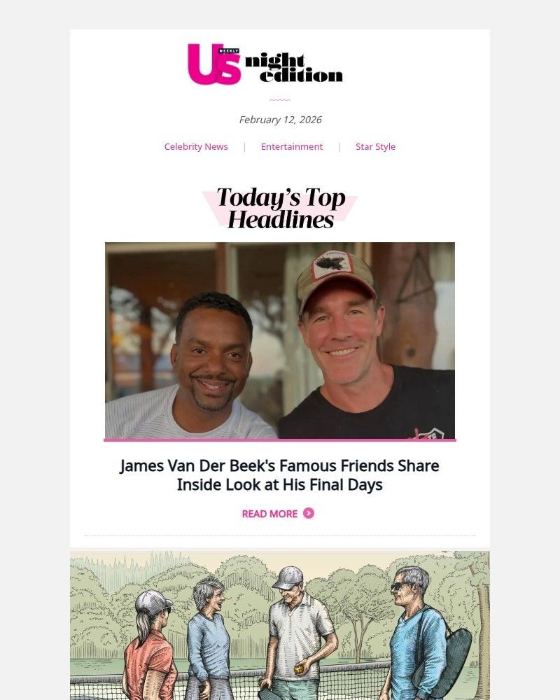 Screenshot of email sent to a Us Weekly Newsletter subscriber