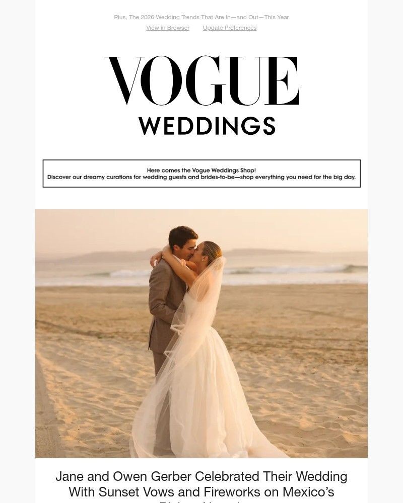 Screenshot of email sent to a Vogue Newsletter subscriber