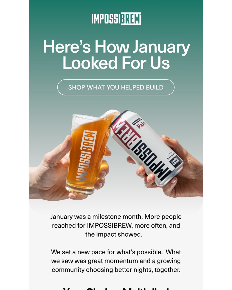 Screenshot of email sent to a Impossibrew Newsletter subscriber