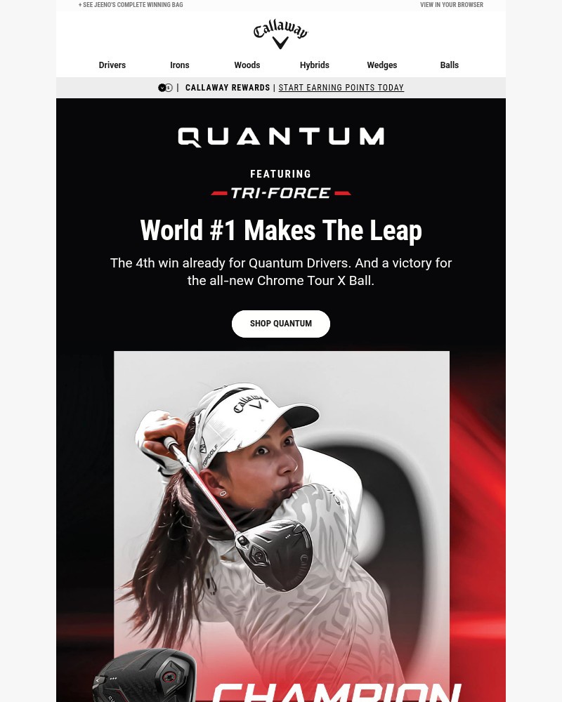 Screenshot of email sent to a Callaway Golf Newsletter subscriber