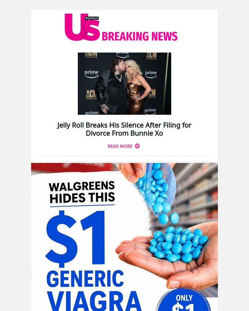 Screenshot of email sent to a Us Weekly Newsletter subscriber