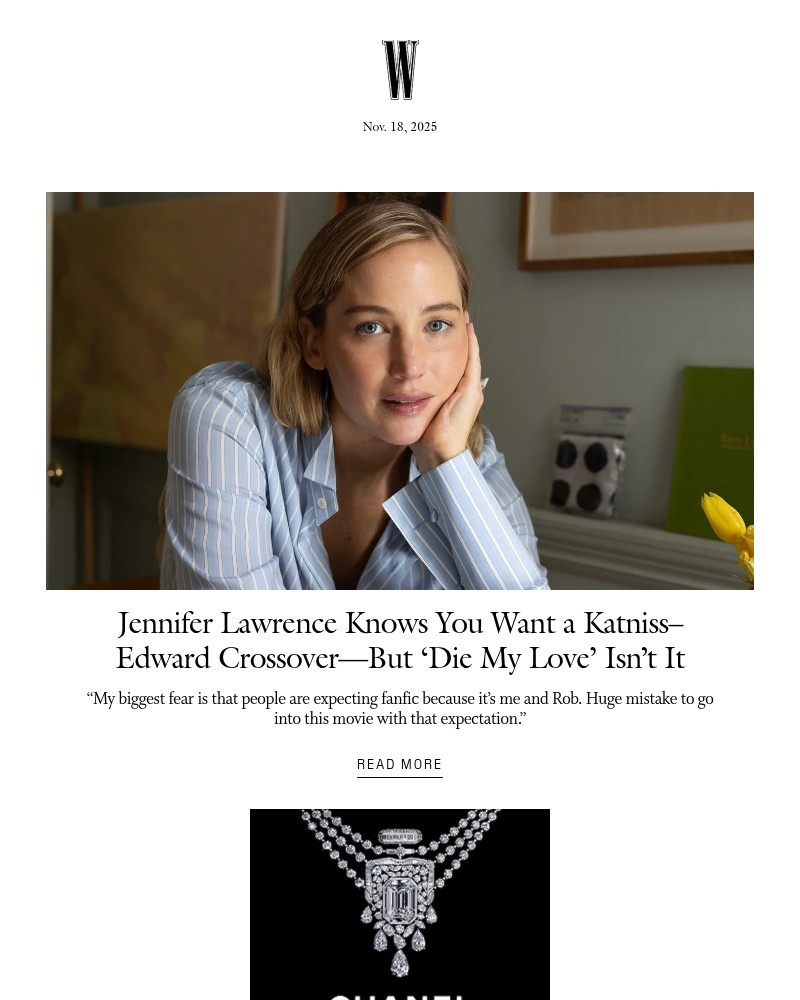 Screenshot of email sent to a W Newsletter subscriber