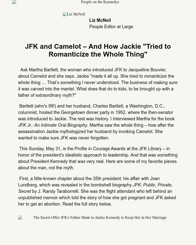 Screenshot of email sent to a People Newsletter subscriber