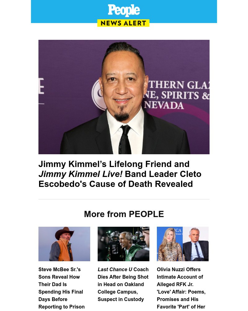 Screenshot of email sent to a People Newsletter subscriber