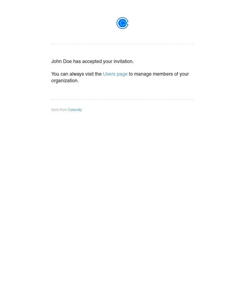 Screenshot of email sent to a Calendly Registered user