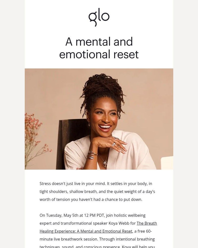 Screenshot of email sent to a Glo Registered user