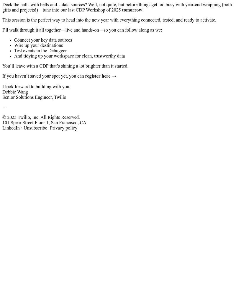 Screenshot of email sent to a Segment Trial user