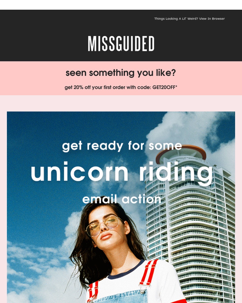 Screenshot of email sent to a Missguided Newsletter subscriber