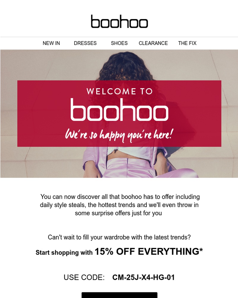 Screenshot of email sent to a Boohoo Newsletter subscriber