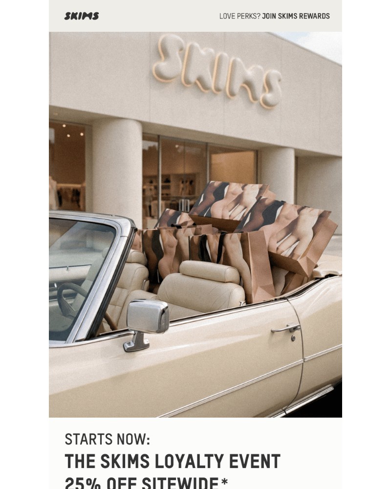 Screenshot of email sent to a Skims Newsletter subscriber