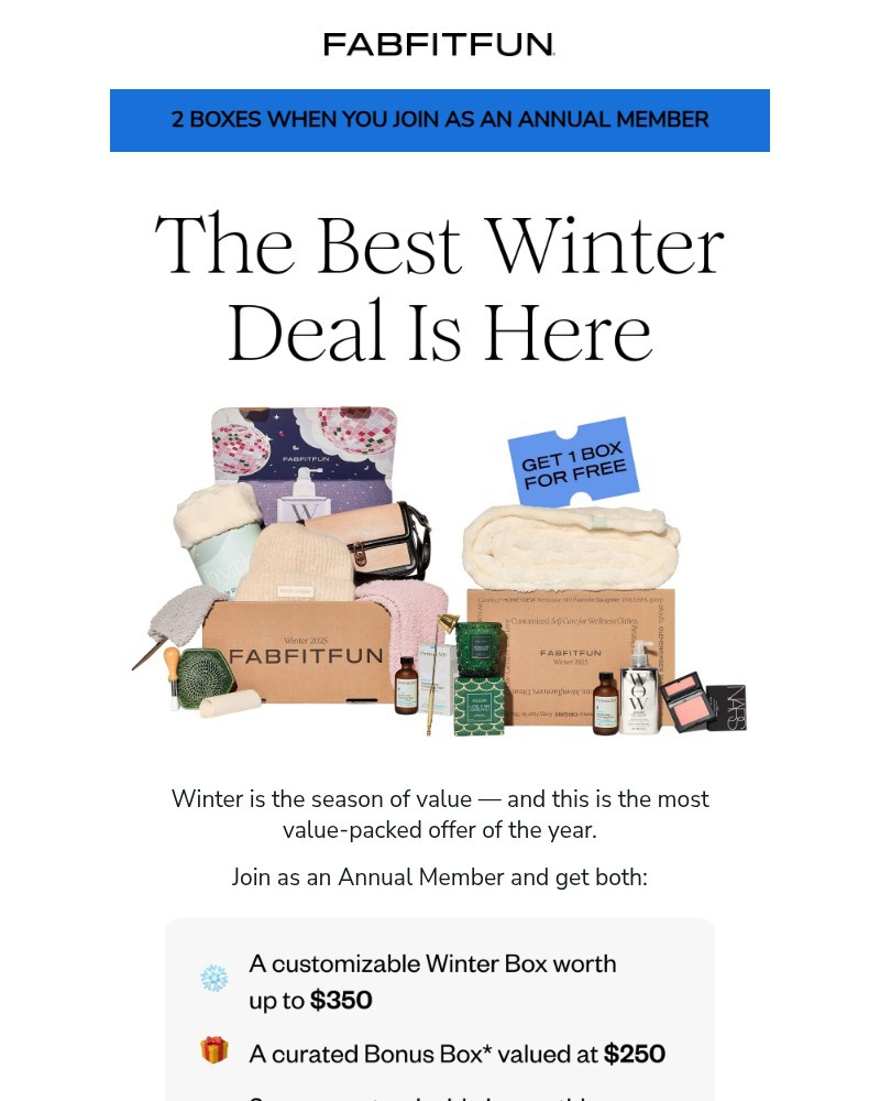 Screenshot of email sent to a FabFitFun Newsletter subscriber