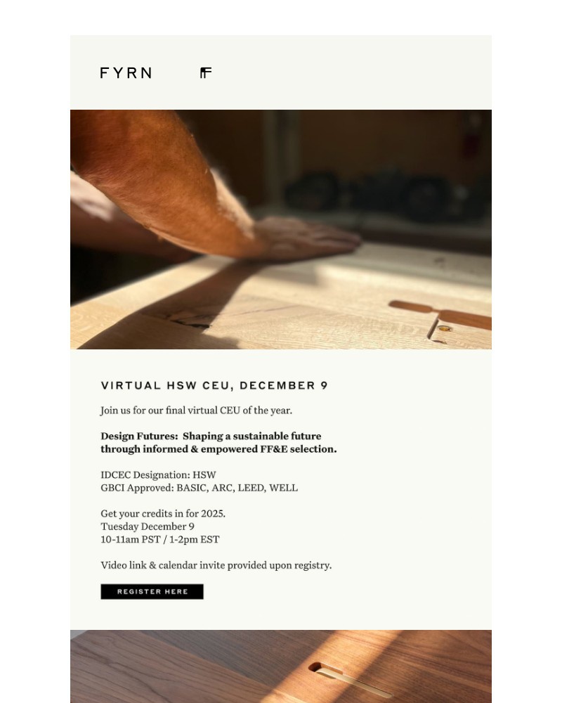 Screenshot of email sent to a Fyrn Newsletter subscriber