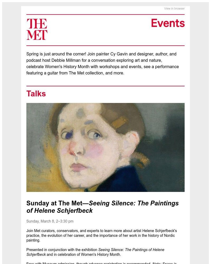 Screenshot of email sent to a The Metropolitan Museum of Art (The Met) Newsletter subscriber