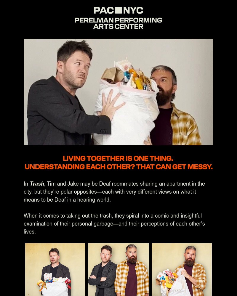 Screenshot of email sent to a Perelman Performing Arts Center (PAC NYC) Newsletter subscriber