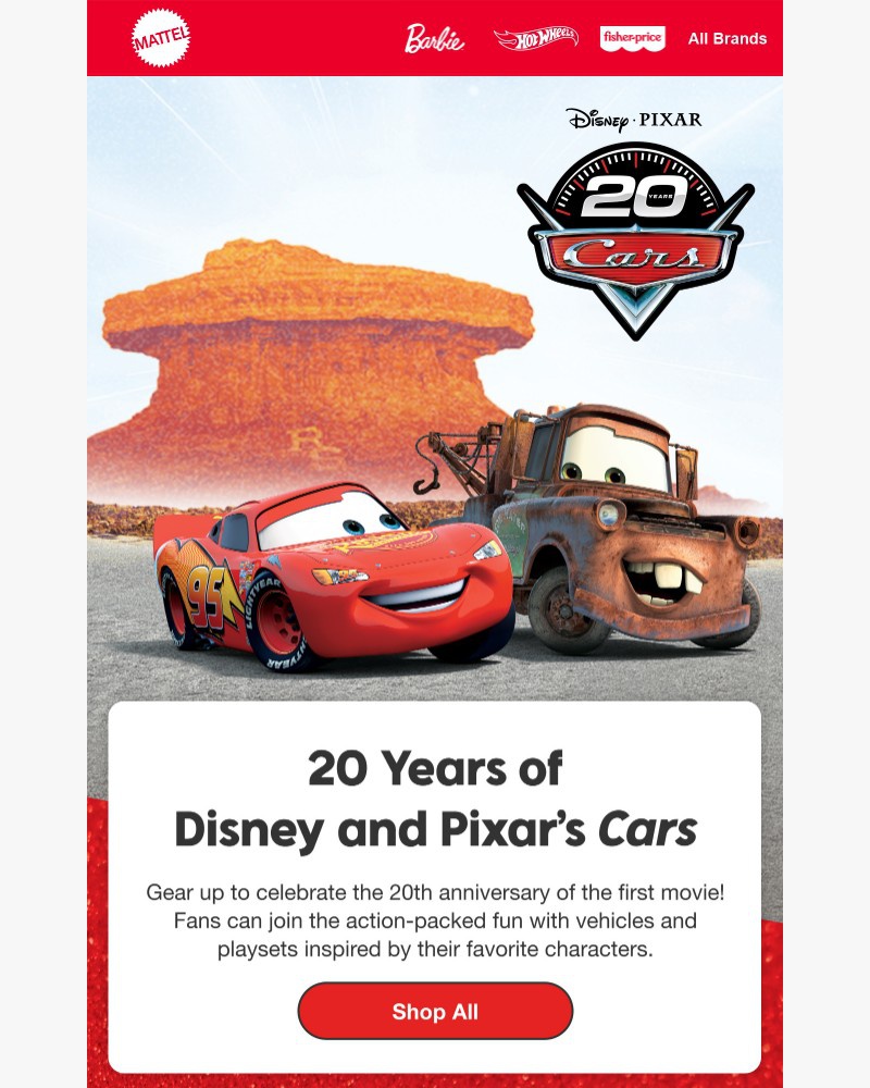 Screenshot of email sent to a Mattel Newsletter subscriber