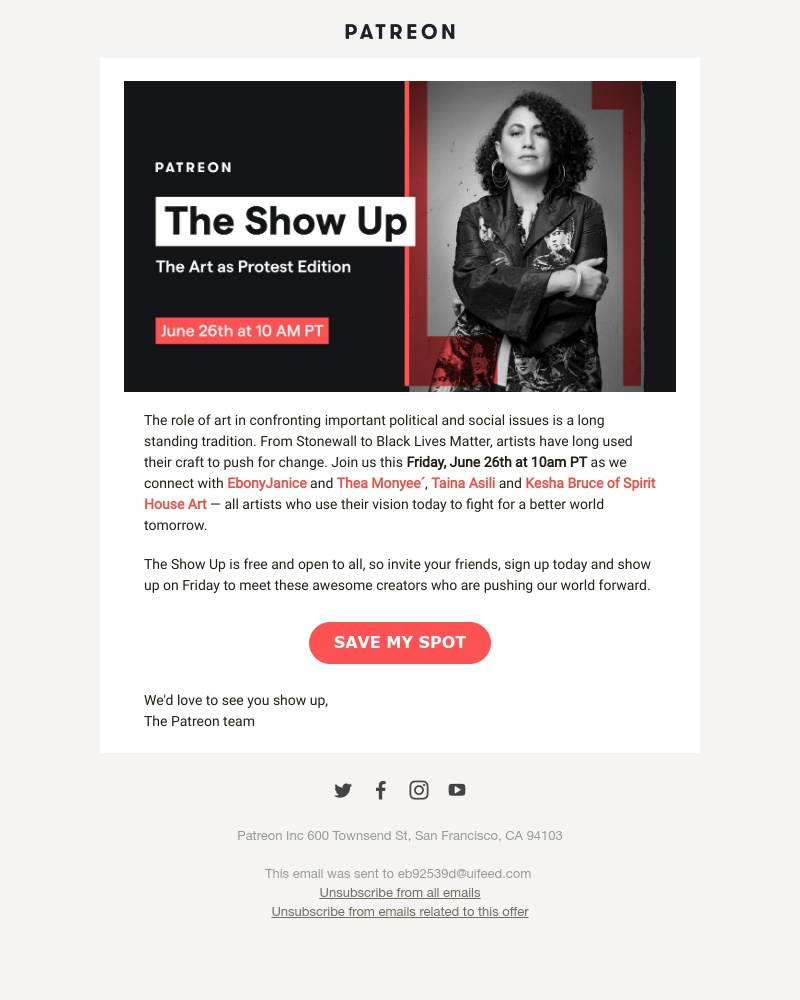 Screenshot of email with subject /media/emails/join-us-this-friday-the-26th-at-10am-pdt-for-the-art-as-protest-edition-of-thesho_5aU6XWy.jpg