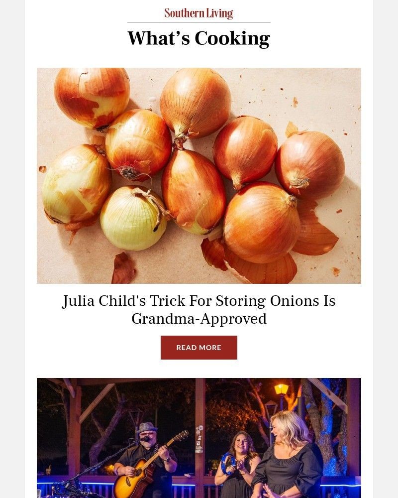 Screenshot of email sent to a Southern Living Newsletter subscriber