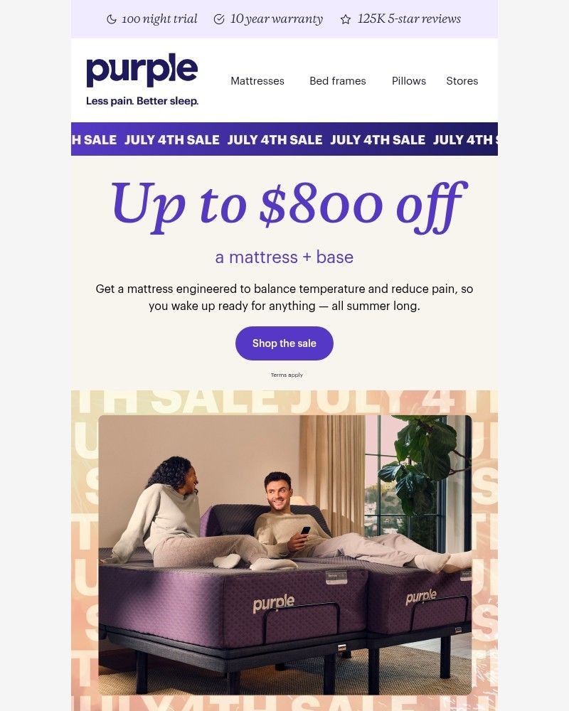 Screenshot of email sent to a Purple Cart abandoner