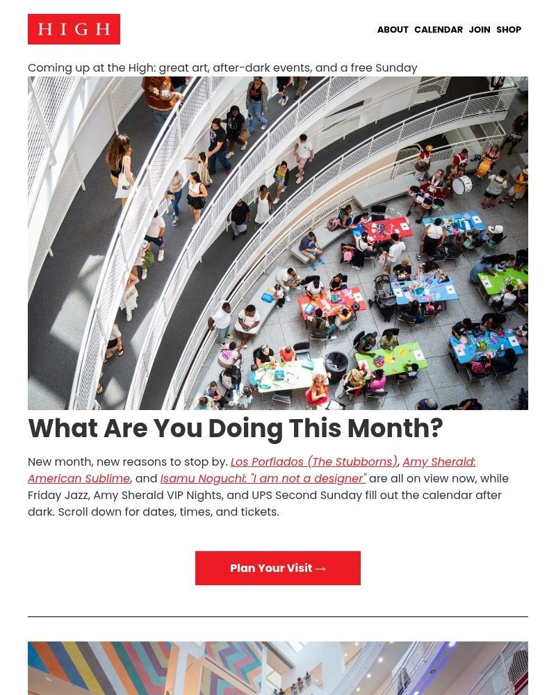 Screenshot of email sent to a High Museum of Art Newsletter subscriber