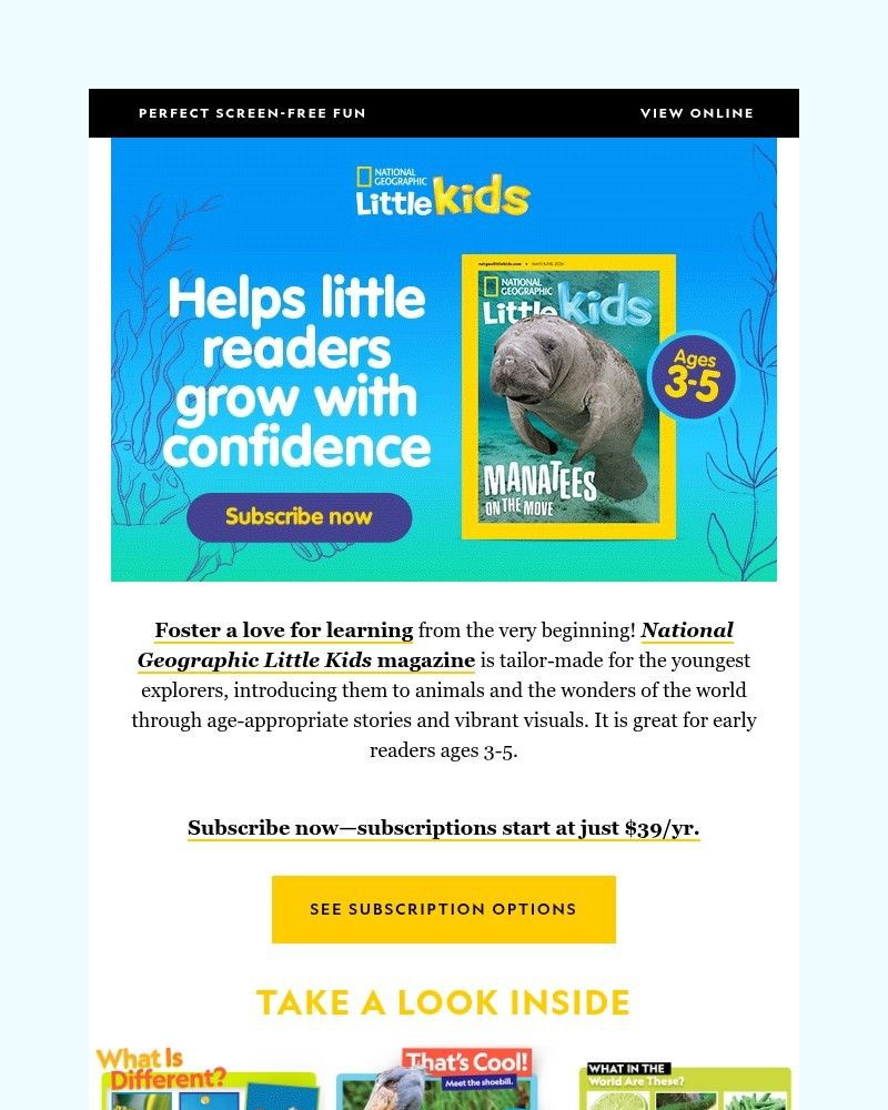Screenshot of email sent to a National Geographic Newsletter subscriber