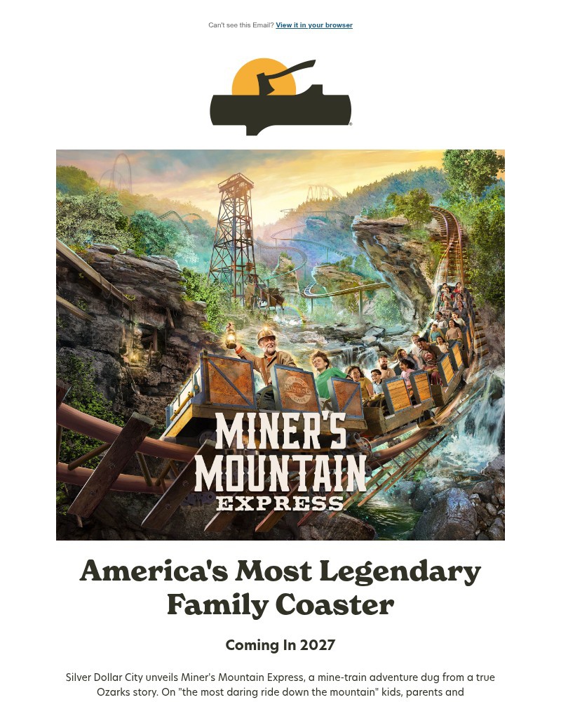 Screenshot of email sent to a Silver Dollar City Newsletter subscriber